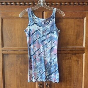 NWOT PINK Cattelac  Multicolor Tie-Dye Tank Top